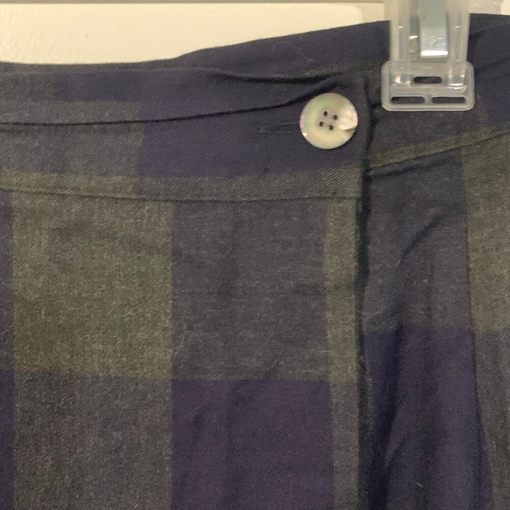 GAP Women’s Plaid Maxi Skirt – Size 10 – Navy/Black – Soft Rayon – Button Waist